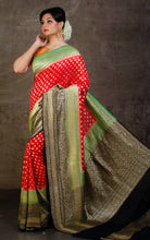 Skirt Border Khaddi Georgette Banarasi Saree in Red, Green and Black