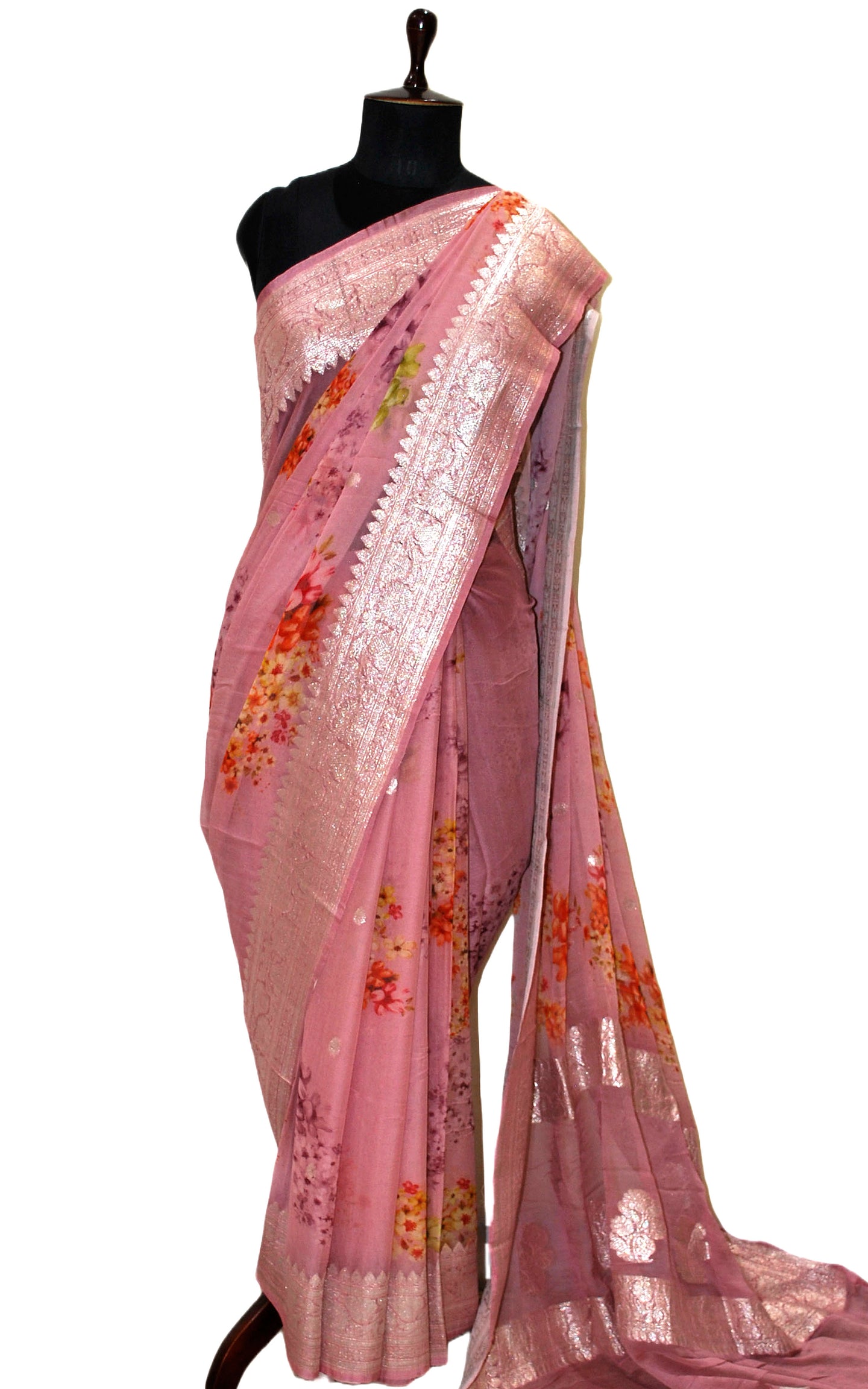 Pure Georgette Beautiful Zari Work Saree With Blouse – thecotlin