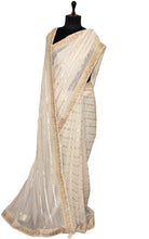 Khaddi Georgette Designer Saree in Off White and Antique Gold