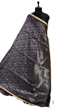 Chakram Motif Designer Brocade Linen Saree in Dark Burgundy and Silver
