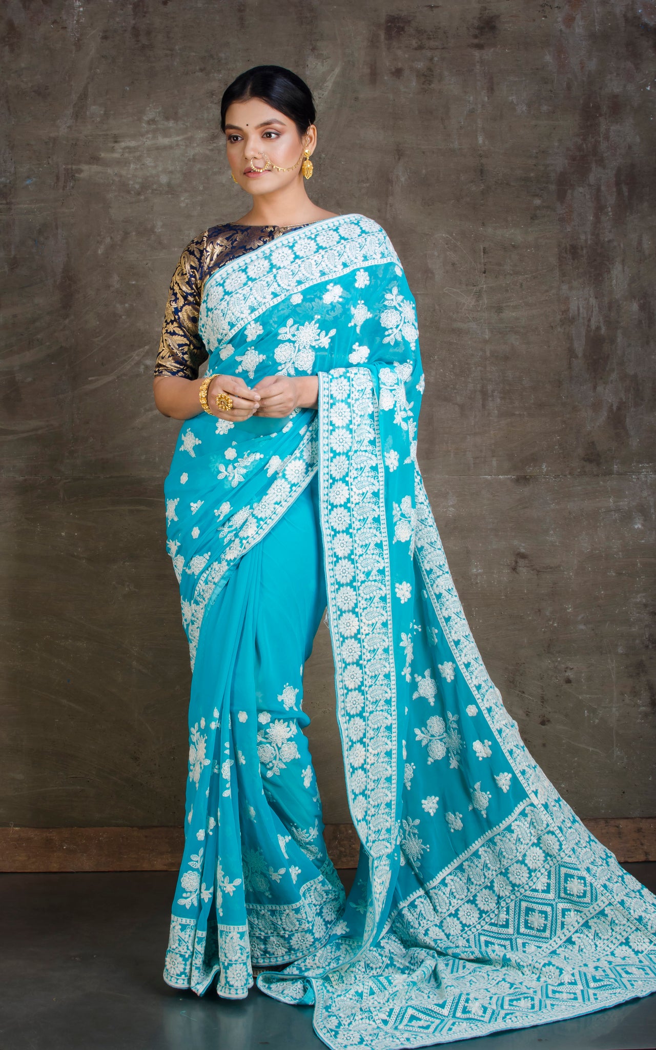 Womens Bollywood Embroidered Work Satin Blend Saree, Ready to Wear Saree,  Designer Saree, Bridal Saree - Etsy