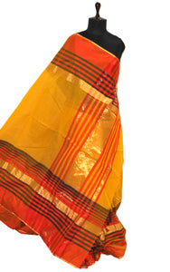 Maheshwari Cotton Silk Saree in Yellow, Red and Black