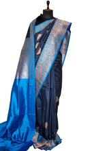 Premium Tussar Banarasi Silk Saree in Prussian Blue and Sapphire Blue